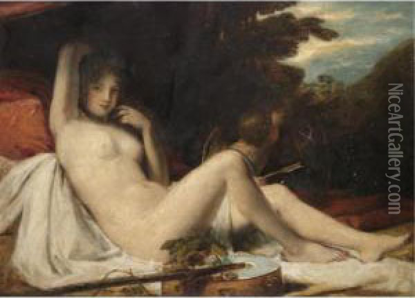 Venus And Cupid Oil Painting - Domenico Pellegrini