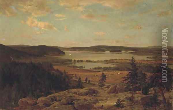 Roineen lahdelma the bay of Lake Roine, Finland Oil Painting - Hjalmar (Magnus) Munsterhjelm