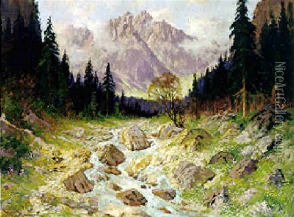 Palvenhorner Mit Wimmbachtal Oil Painting - Carl Mueller-Baumgarten
