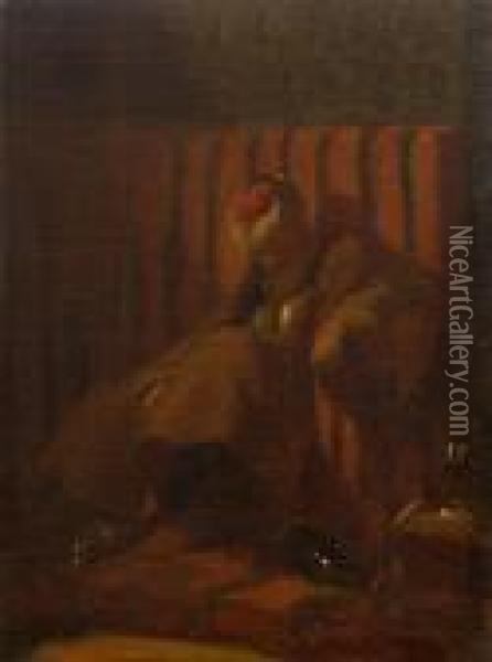 Der Verbotene Wein (schlafender Orientale) Oil Painting - Carl Spitzweg