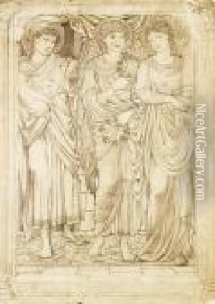 Stained Glass Window Design Oil Painting - Sir Edward Coley Burne-Jones