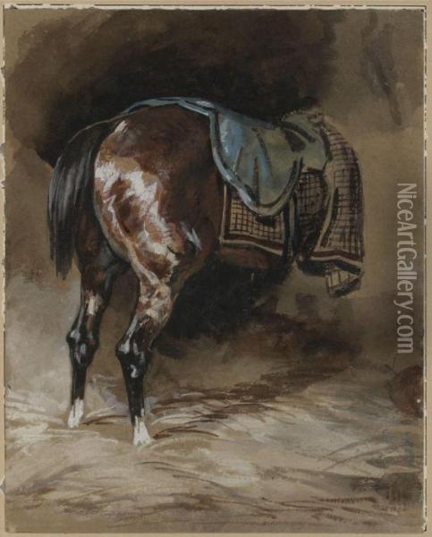 Cheval A L'ecurie Oil Painting - Theodore Gericault