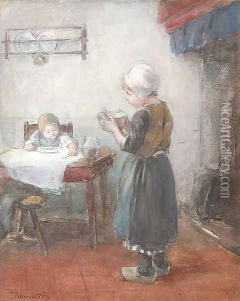 Breakfast time Oil Painting - Bernardus Johannes Blommers