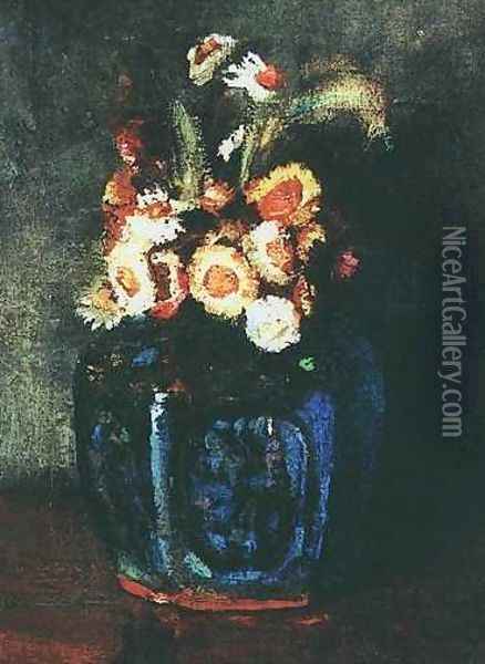 Ginger Jar Filled With Chrysanthemums Oil Painting - Vincent Van Gogh
