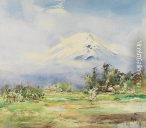 Spring View Of Mt. Fuji Oil Painting - Ishikawa Kin'Ichiro