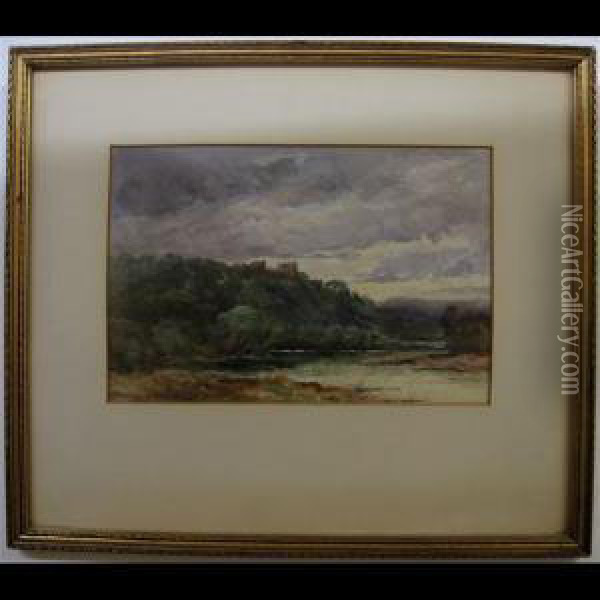 River Study With Distant Castles Oil Painting - George Harlow White