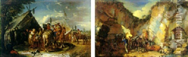 Accampamento De Soldati Con Vivandiera Oil Painting - Pieter van Bloemen
