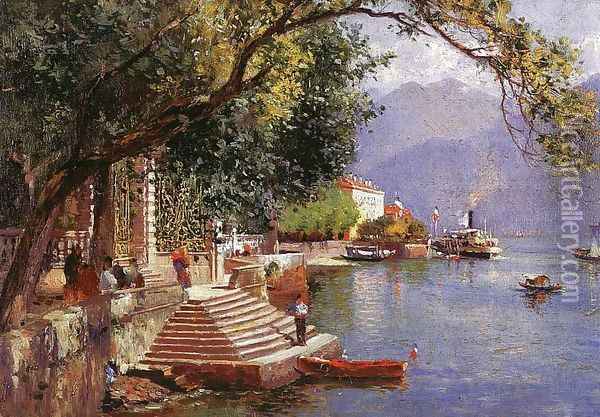 Villa Carlotta- Lake Como 1898 Oil Painting - John Douglas Woodward