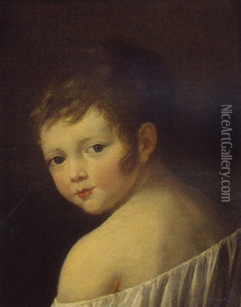 Portrait De Philippine Gabrielle Moret A Un An Oil Painting - Antoine Jean (Baron Gros) Gros