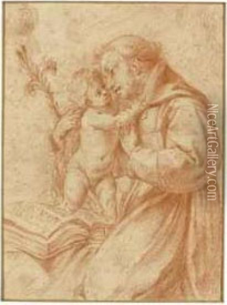 Saint Anthony Of Padua With The Infant Christ Oil Painting - Francesco Vanni