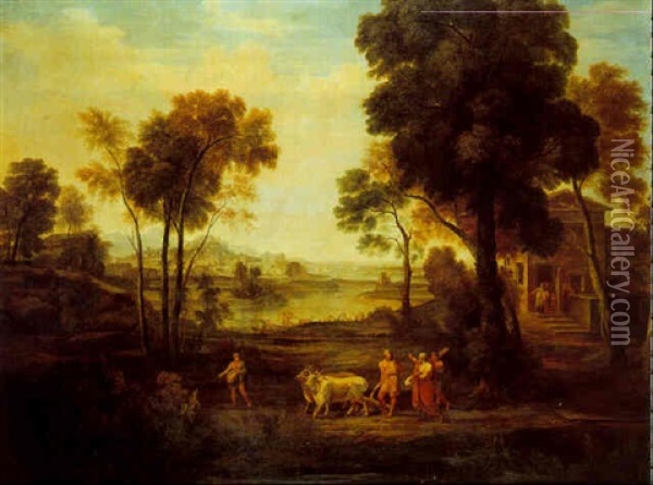 Paysage Italianisant Oil Painting - Nicolas Poussin