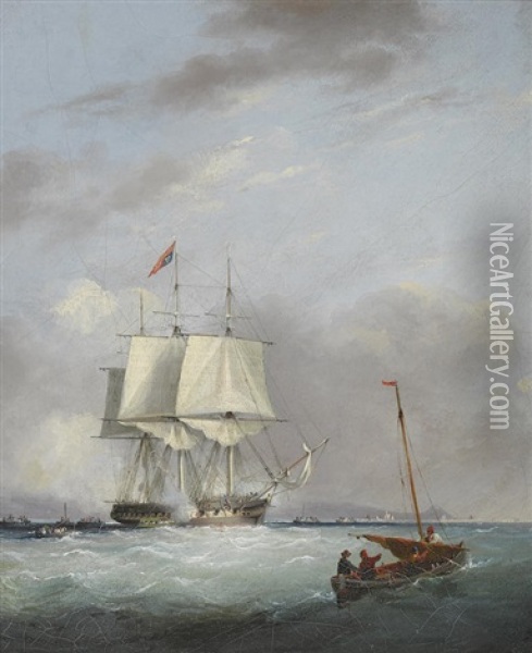 Calling At Portsmouth And Arriving At Portsmouth, A Pair Oil Painting - Nicholas Matthew Condy