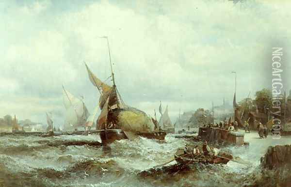 A Rough Sea Oil Painting - William A. Thornley or Thornbery