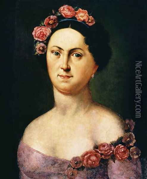 Portrait of Avdotia Istomina, 1830s Oil Painting - Anonymous Artist