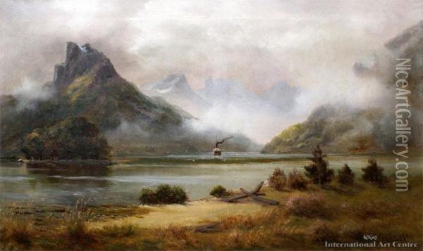 Steamship In Dusky Sound Oil Painting - James Peele