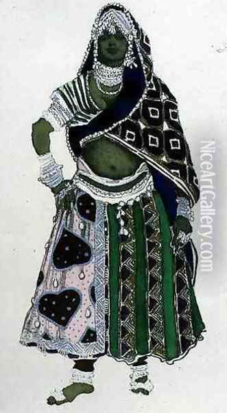 Costume design for an Arab Girl, from Le Dieu Bleu, 1911 Oil Painting - Leon Samoilovitch Bakst