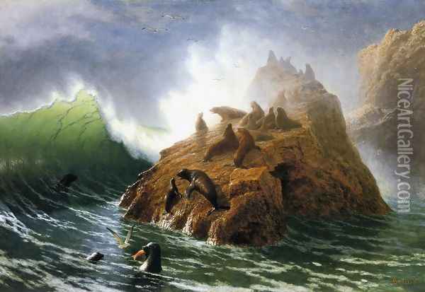 Seal Rock 1872 Oil Painting - Albert Bierstadt