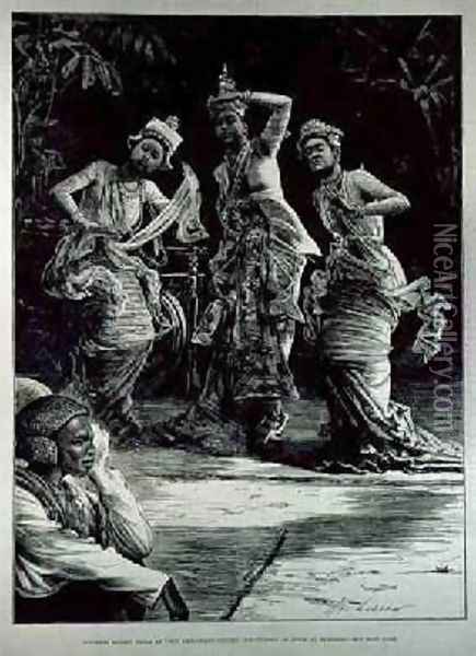 Burmese Ballet Girls as They Performed Before the Viceroy of India at Rangoon Oil Painting - Ludlow, Henry Stephen (Hal)