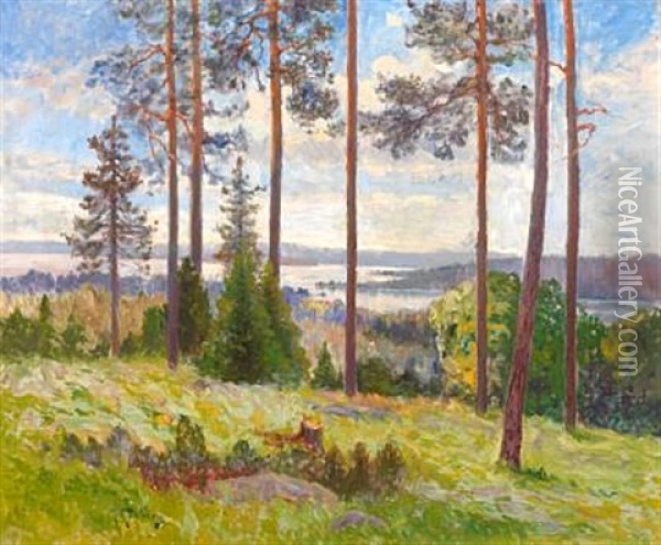 Gront Landskap Fra Gallo, Jamtland Oil Painting - Anton Genberg