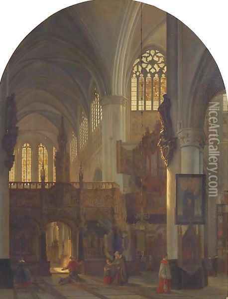 A church interior with worshippers Oil Painting - Cornelis Van Der Meer Mohr