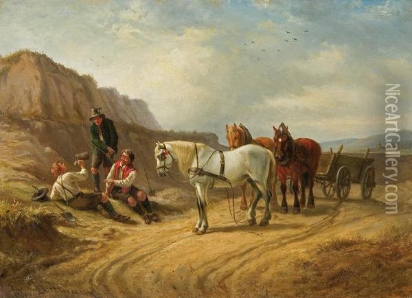 Przerwa W Podrozy Oil Painting - Edmund Dittmann