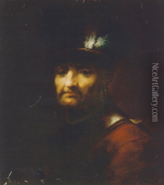 Portrait Of A Man In A Gorget And A Plumed Hat Oil Painting -  Rembrandt van Rijn