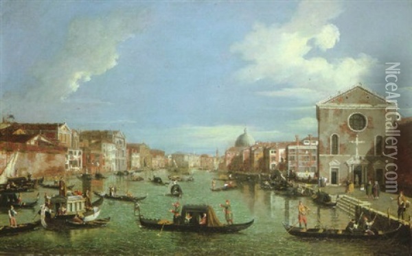 A View Of The Grand Canal, Venice, Looking North-east From Santa Croce To San Geremia Oil Painting - William James