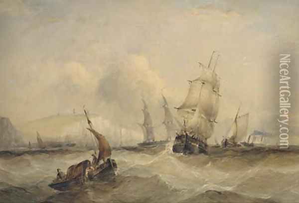 The crowded Channel off Dover Oil Painting - Charles Bentley