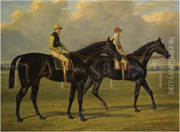 Flying Dutchman With Charles Marlow, And Voltigeur With Nat Flatman Oil Painting - John Frederick Herring Snr