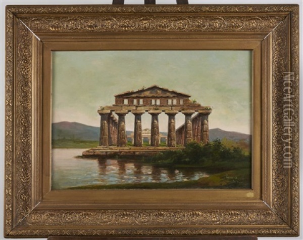 Temple A Paestum Oil Painting - Luigi Scorrano