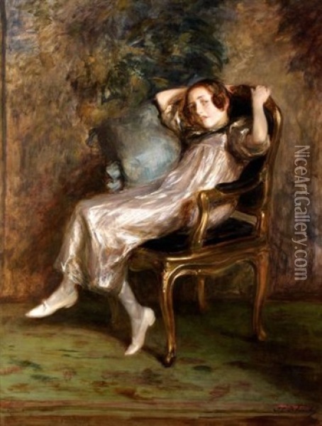 Le Reveil, Portrait De Desiree Manfred Oil Painting - Jacques-Emile Blanche