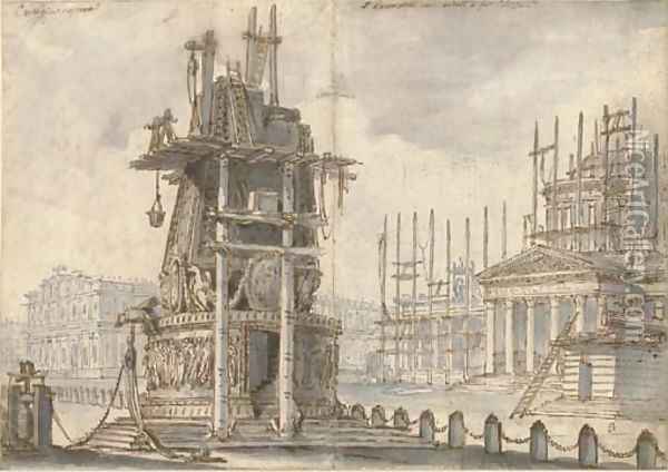 A set design for an opera called Oil Painting - Bernardino Galliari