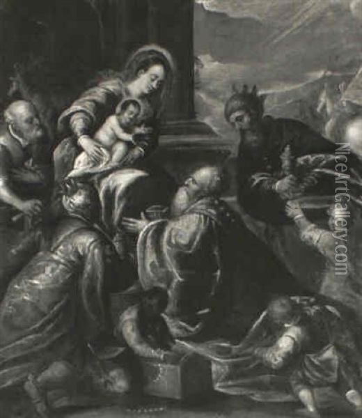 Adoration Des Rois Mages Oil Painting - Jacopo dal Ponte Bassano
