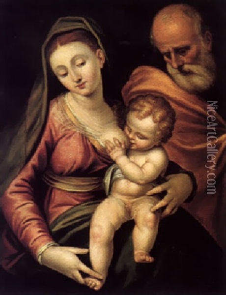 The Holy Family Oil Painting - Simone Peterzano