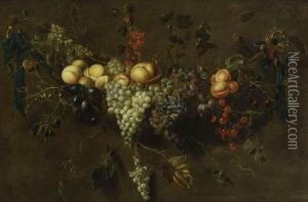 Fruchtgirlande. Oil Painting - Cornelis De Heem