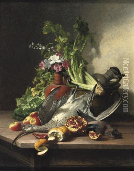 A Woodcock, A Jay Oil Painting - Noter David De