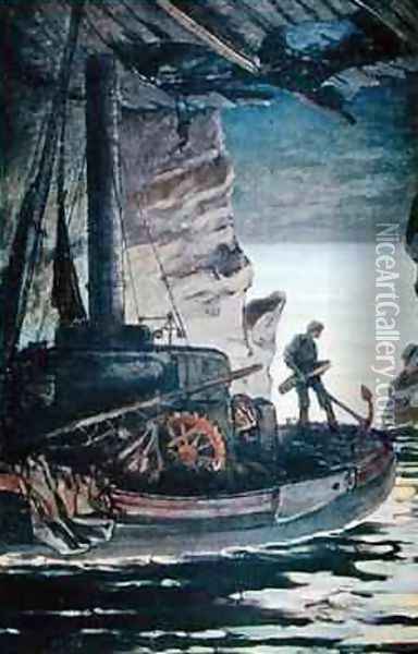 Illustration from Les Travailleurs de la Mer by Victor Hugo Oil Painting - Achille Granchi-Taylor
