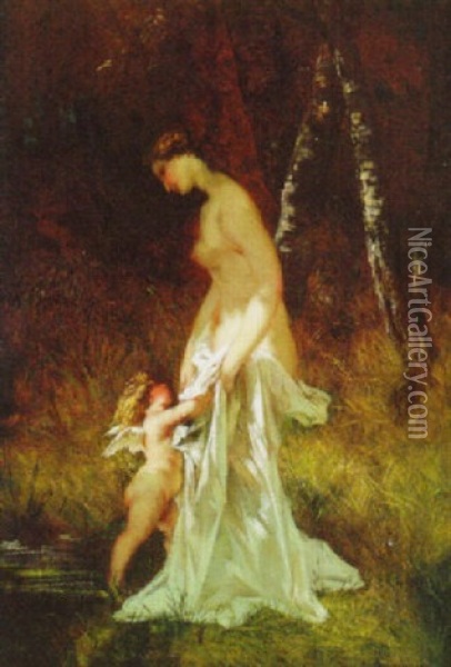 Venus And Cupid Oil Painting - Gustave Clarence Rodolphe Boulanger