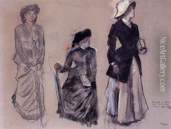 Project for Portraits in a Frieze - Three Women Oil Painting - Edgar Degas