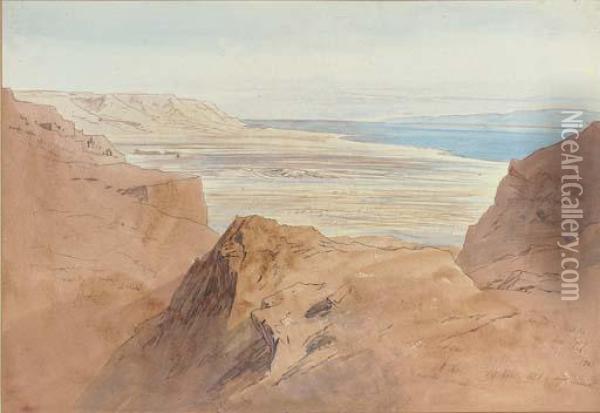 Ain Gedi And The Dead Sea, Israel Oil Painting - Edward Lear