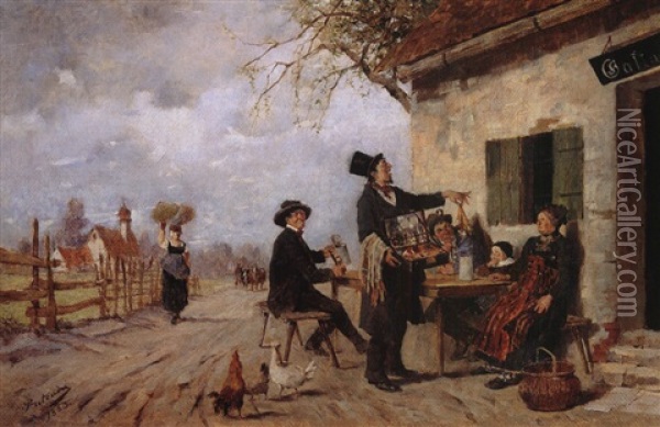 Der Strassenverkaufer Vor Der Wirtschaft Oil Painting - Friedrich von Puteani