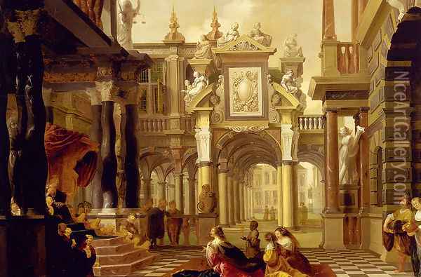 Solomon Receiving The Queen Of Sheba Oil Painting - Dirck Van Delen