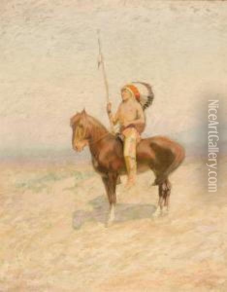 Indian On Horseback Oil Painting - Edwin Willard Deming