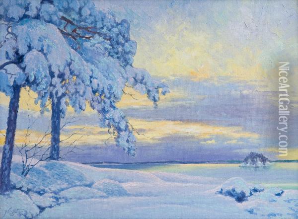 Winter Landscape Oil Painting - Alfred Collin