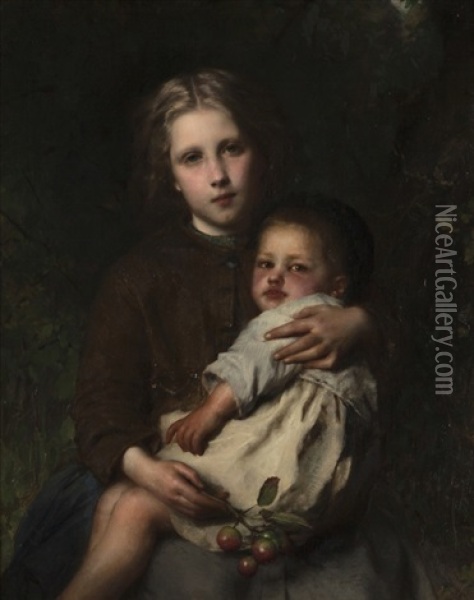 Sisterly Love Oil Painting - Etienne Adolph Piot