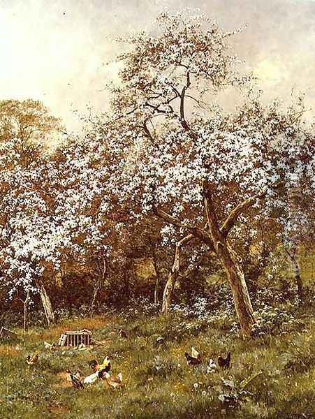 In my Neighbour's Orchard, 1918 Oil Painting - Edward Wilkins Waite