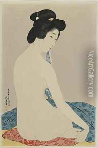 Woman After a Bath Taisho era Oil Painting - Goyo Hashiguchi
