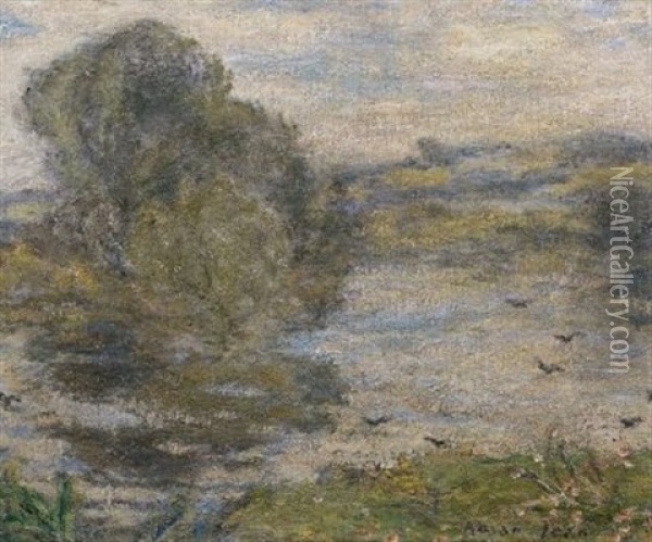 Landschaft Am Lac De Bourg-en-bresse Oil Painting - Edmond Francois Aman-Jean