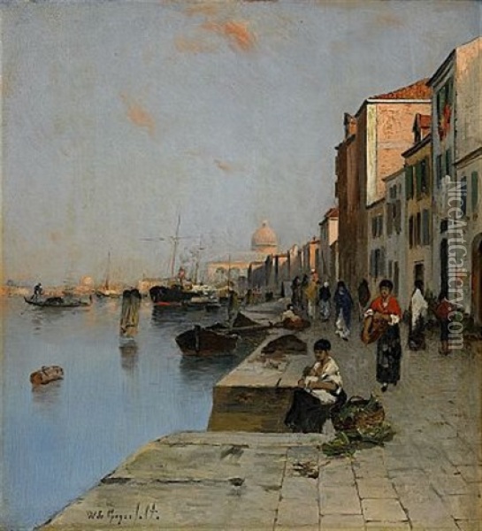 Venedig I Aftonrodnad Oil Painting - Wilhelm von Gegerfelt