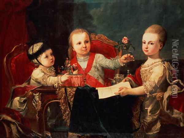 Three Princes, Children of Charles III Oil Painting - Francisco de la Traverse